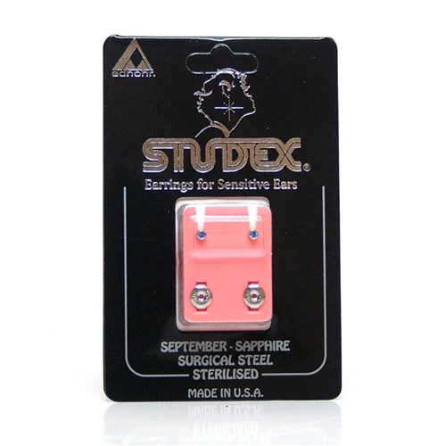 Birthstone Studs - Mini Bezel S/S - September / Sapphire